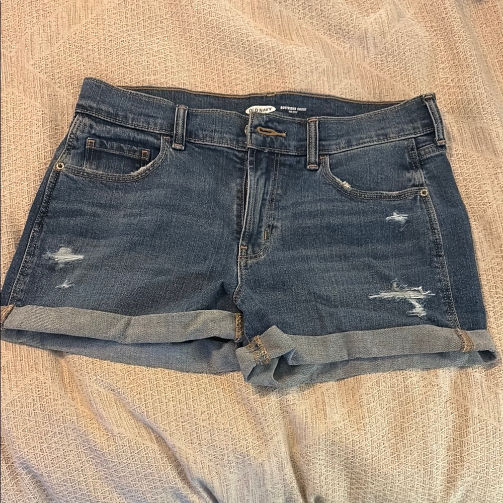 Old Navy Blue Distressed Jean Shorts Cuffed